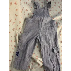 Salopette bleu et blanc rayée été