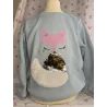 Sweat bleu ciel avec renard seguins - Fille 6 ans