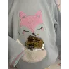 Sweat bleu ciel avec renard seguins - Fille 6 ans