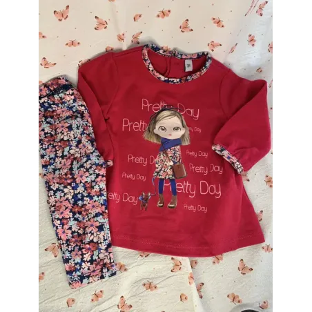 Ensemble ML + Legging fleurs - Fille 3 mois