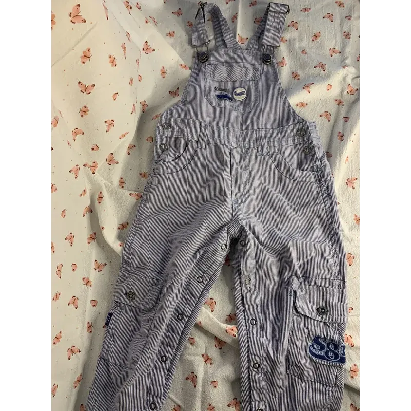 Salopette bleu et blanc rayée été