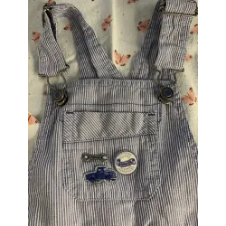 Salopette bleu et blanc rayée été